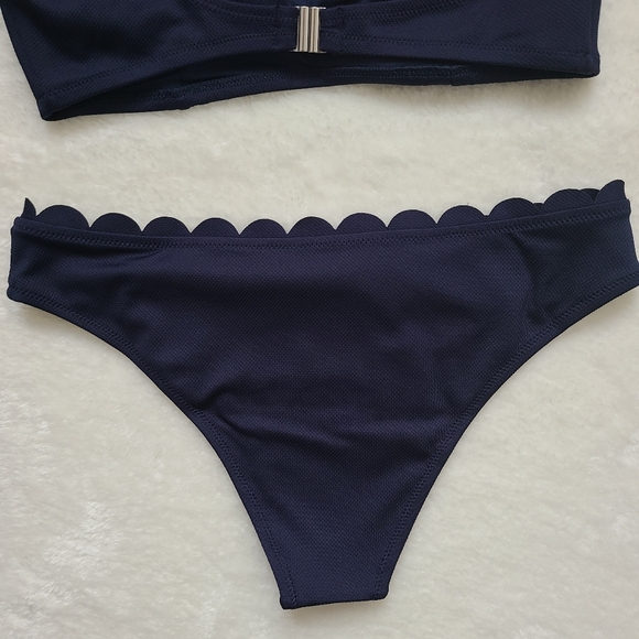 NWT One Shoulder Navy Scalloped Cupshe Bikini - Picture 6 of 7